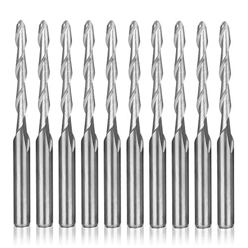 Shank Carbide Ball Nose End Mill CNC Engraving Router Bit Kit 2-Flutes Replace 