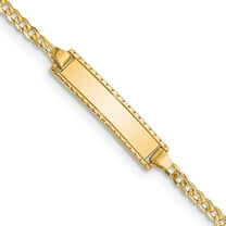 14K Yellow Gold 6In Engraveable Curb Link Baby/Child Id Bracelet (6 X 5) Made In United States bid52-6
