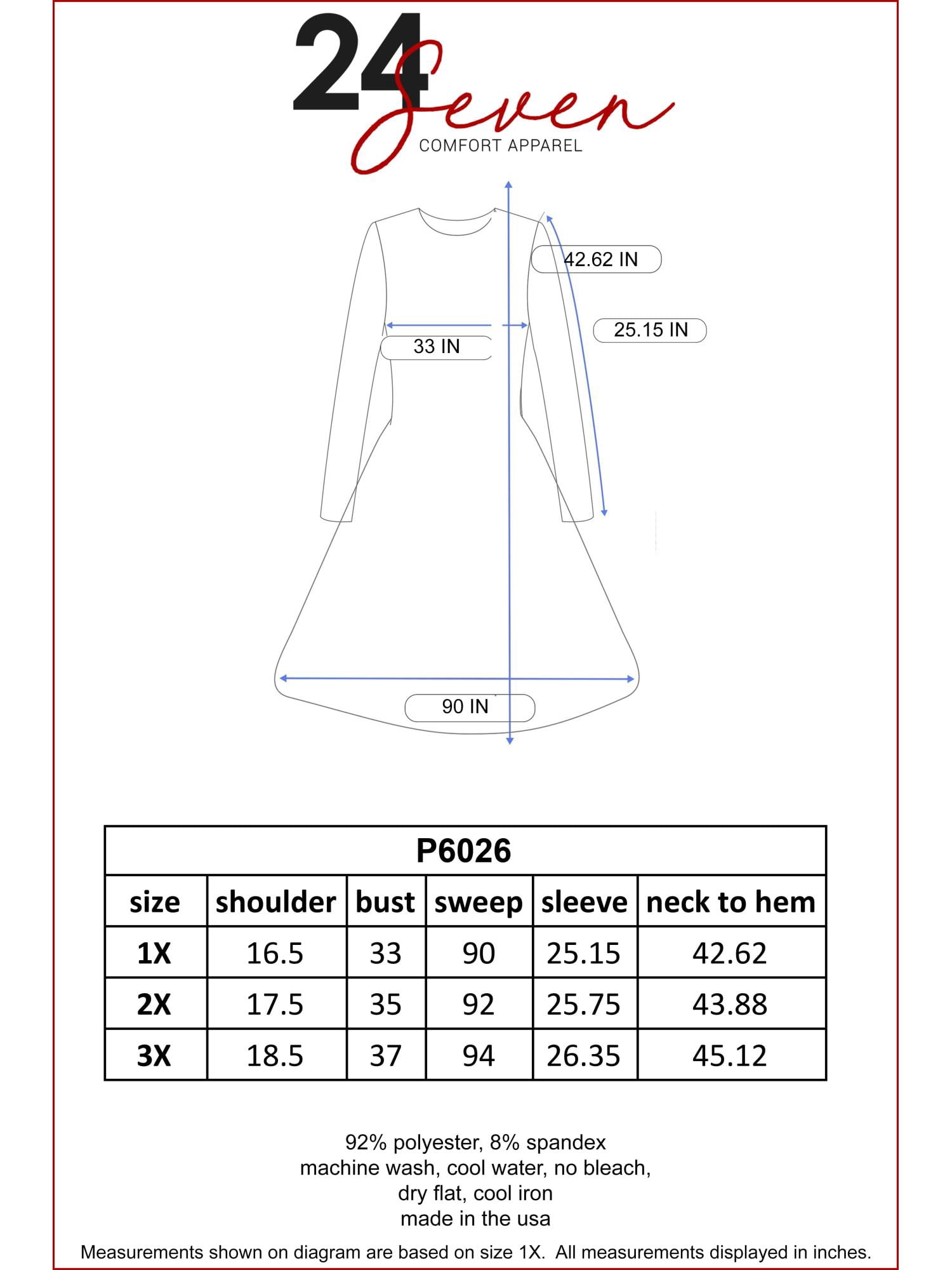 24seven Comfort Apparel Plus Size Long Sleeve Knee Length Skater Dress