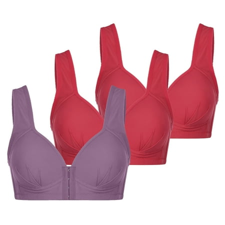 Bigersell Women Bras Full-Coverage 3pc V-Neck Wire-Free Bra Support Women Padded Sports Bra T-Shirt Bra Style R-255 Basic Bra Strap Nylon Balconette Bra Feature Everyday Bras Underwear Purple XXL