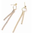 thumbnail image 1 of 2 piezas de aretes de botón de latón con borlas de circonita cúbica para cuentas perforadas a la mitad, chapados en oro de 18 quilates., 1 of 2
