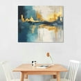 thumbnail image 2 of GOSMITH Blue and Gold Abstract Canvas Wall Art, Modern Blue Wall Art Decor for Bedroom Bathroom, 20x16in Ready to Hang, 2 of 4