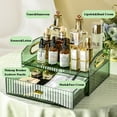 thumbnail image 5 of Niulife Makeup Organizer Countertop With Drawers Bedroom Vanity Clear Skincare Organizer Cute Cosmetic Display Cases for Perfumes Lipsticks, Green, 5 of 7