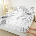 thumbnail image 3 of jejeloiu Rustic Flower Leaf Twin Sheet Sets,Watercolor Ink Painting Twin Fitted Sheet,Gray White Flat Sheet For Girls Kids,Microfiber Bedroom Decor,3-Piece, 3 of 7