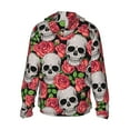 thumbnail image 2 of Goofa Skull and Roses Printed Women's UPF 50+ Sun Protection Hoodie Jacket Lightweight Long Sleeve Sun Shirt for Women with Pocket Hiking Outdoor-XX-Large, 2 of 9