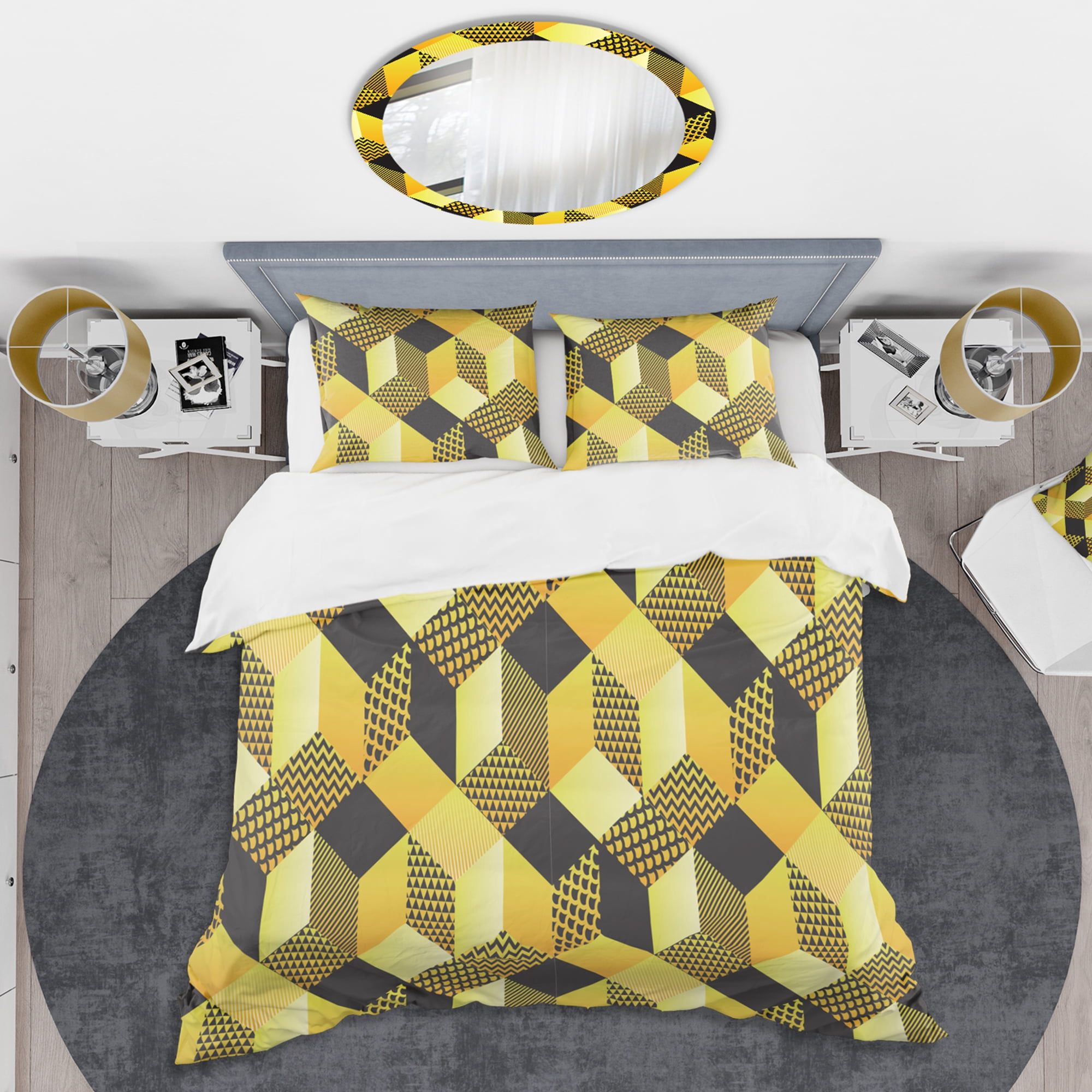 Designart 'Retro Hexagon Pattern II' Mid-Century Modern Duvet Cover Set