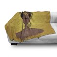 thumbnail image 3 of African Soft Flannel Fleece Throw Blanket, Woman Portrait in Turban Ornate Mandala Inspired Round Motif, Cozy Plush for Indoor and Outdoor Use, 70" x 90", Yellow Brown Cocoa, by Ambesonne, 3 of 6