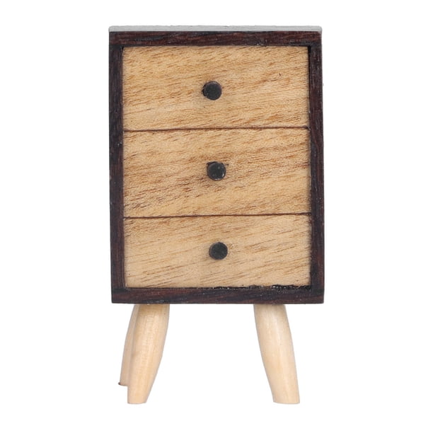 ANKROYU Armario De Almacenamiento Para Casa De Muñecas Escala 1:12, Madera De Abedul, Mueble Con Cajones Y Puertas Que Abren, Color Crema