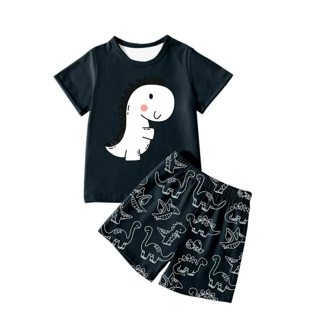 Ensemble de Pyjama pour Garçon, Pyjama Dinosaure, Tenue de Nuit et Pantalon, Ensemble 2 Pcs, Pyjama de Printemps Automne, Pyjama pour Garçons, 5-6 Ans, Vêtements pour Garçons