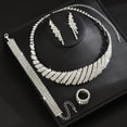 thumbnail image 3 of Silver Rhinestone Necklace Earrings Bracelet Sets Bridal Wedding Jewelry Set Heart Costume Jewelry Sets for Women and Brides, 3 of 8
