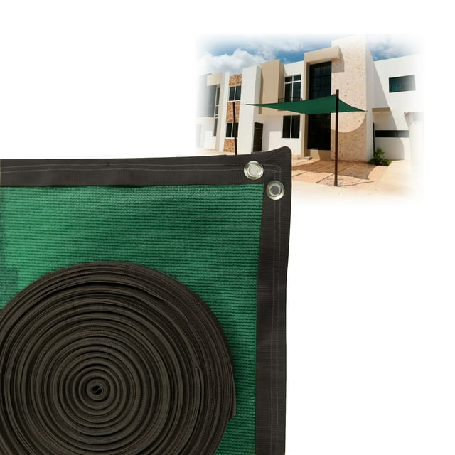 Malla Sombra Raschel 90% Cinta de refuerzo y ojillos Verde MPQ 6X5
