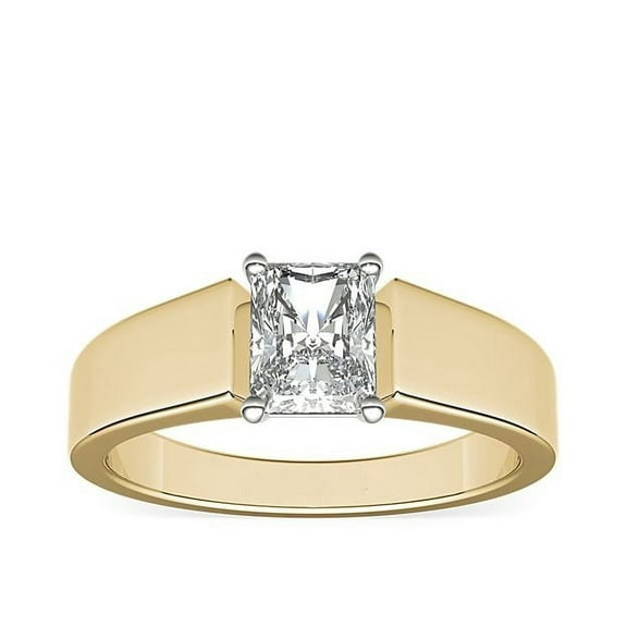 1.00 Carat Brilliant Radiant Cut Natural Diamond Elegant Solitaire Ring for her Solid 18K Yellow Gold Size 9.5
