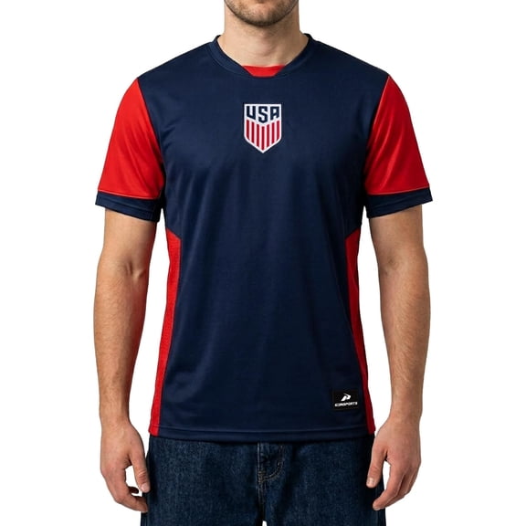 Icon Sports U.S. Soccer USMNT Adult Soccer Game Day Jersey-Inspired Shirt - Legend, Navy, Large