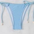 thumbnail image 5 of Sevevn Women's Textured Bandeau Bikini Set Halter Shell Decor Side Tie Thong Two Piece Swimsuit Light Blue L, 5 of 7