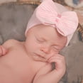 thumbnail image 2 of TELOLY Newborn Baby Hat Set for Baby Girls Soft Infant Baby Beanie Knit Caps with Bow Knot, 1 pack, 2 of 7