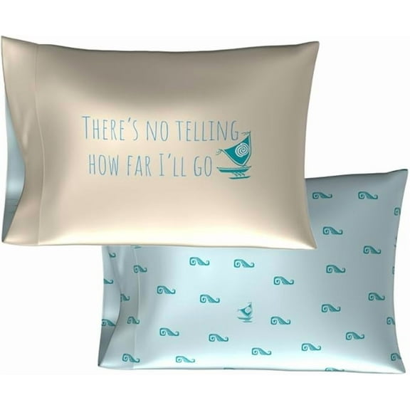 Disney Princess Moana Silky Satin Standard Pillowcase Cover Set,20x30 - (2 Piece) - Light Blue Moana