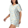 thumbnail image 2 of Naloa Daisies Flowers Women's Short-Sleeved Pajama Set, Loungewear, Summer pajamas, Breathable Cozy - 3X-Large, 2 of 9