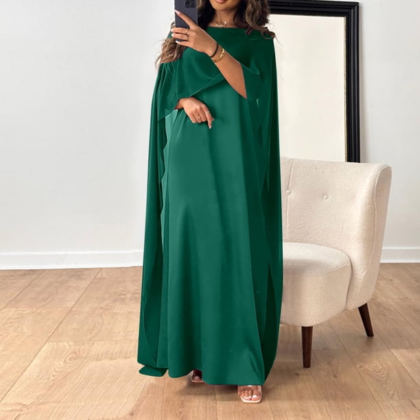WILLBEST Vestidos de Algodon Vestido Negro para Mujer Jersey de Manga Larga Talla Grande Verde Morado Beige Negro Vestido Extra Grande