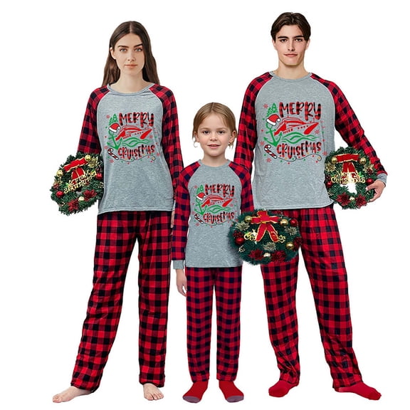 LuLiaMenton Christmas Pajamas, Xmas sailboat Print, Matching Sleepwear, Plus Sizes, 2-3T-Kid