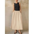 thumbnail image 4 of Vestido Maxi PRETTYGARDEN Sin Mangas Patchwork Flowy Beige XXL, 4 of 8