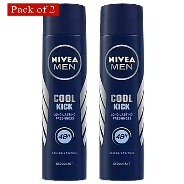 Nivea Cool Kick Déodorant pour Hommes - Fraîcheur Longue Durée 48 H, 150 ml (Lot de 2)