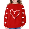 thumbnail image 2 of GiLiling Girls Preppy Heart Sweatshirt, Oversized Pullover Sweatshirt, Kids Fall Winter Long Sleeve Cute Trendy Hoodie with Pocket (Red, 7-8 Years), 2 of 6