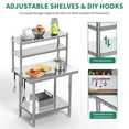 thumbnail image 4 of Dextrus Stainless Steel Table with Overshelves, 36" X 24" Work Table with 36" X 12" Shelf, Metal Table Prep Table for Home Kitchen Restaurant Garage Warehouse, 4 of 8