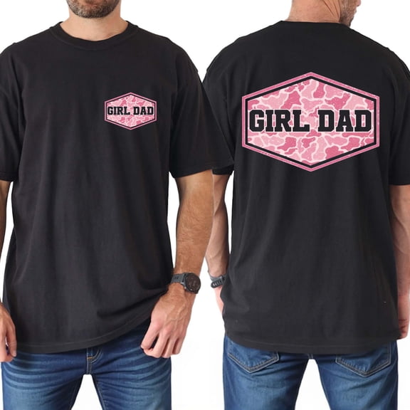 Girl Dad Pink Camo Graphic Casual T-Shirt for Fathers and Men