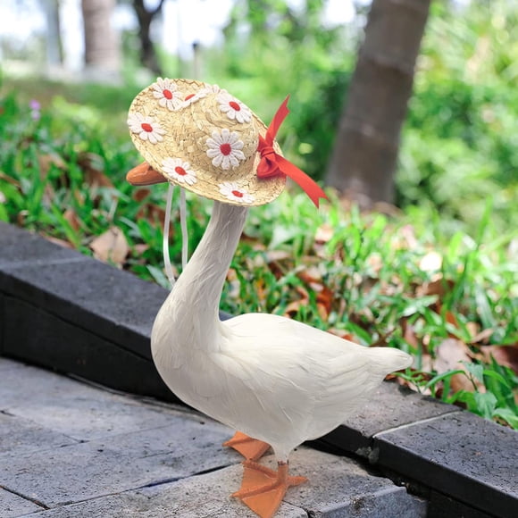 Sombrero de verano blanco grande para porche | Accesorio de disfraz para el Festival de Primavera de Pascua y decoración de jardín | Decoración navideña multiusos para fiestas en el porche y celebr