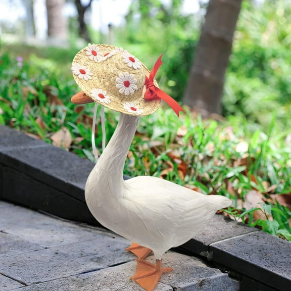 CQCYD under $5 Summer Porch Goose Hat, Porch Goose Costume Hat, Summer Garden Floral Hat for Lawn Goose Decor, Easter Spring Home Porch Decoration, Decorative Hat for Outdoor Garden Statue