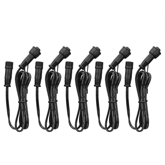 Graflsoa Tomshine 5-Pack 1M Deck Light Extension Cables, 2-Pin IP67 Waterproof, Black PVC, 15W Max, AC85-265V, Easy Connect for Outdoor Lighting