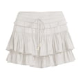thumbnail image 5 of GJSYRH Shorts for Women Ruffled Tiered Pleated Mini Skirts Boho High Waist Flowy Comfy Tennis Golf Skorts White L, 5 of 6
