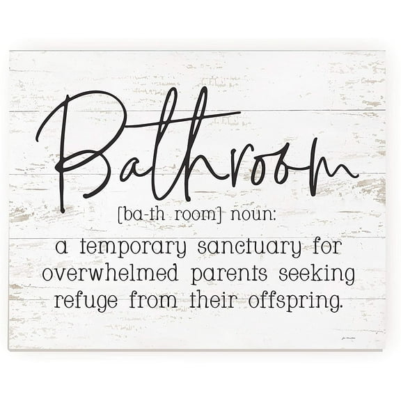 Bathroom A Temporary Sanctuary Rustic Wood Wall Sign 12x15 (Unframed)