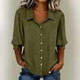 thumbnail image 2 of RongHuan Womens Button Down Shirt Classic Fit 3/4 Sleeve Dress Shirt Collared Blouse Business Casual Work Tops, 2 of 6