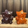 thumbnail image 2 of Wooden lucky cat figurine, solid wood carving, large size, perfect for opening gifts, shop countertops, or home living room decorations., 2 of 4