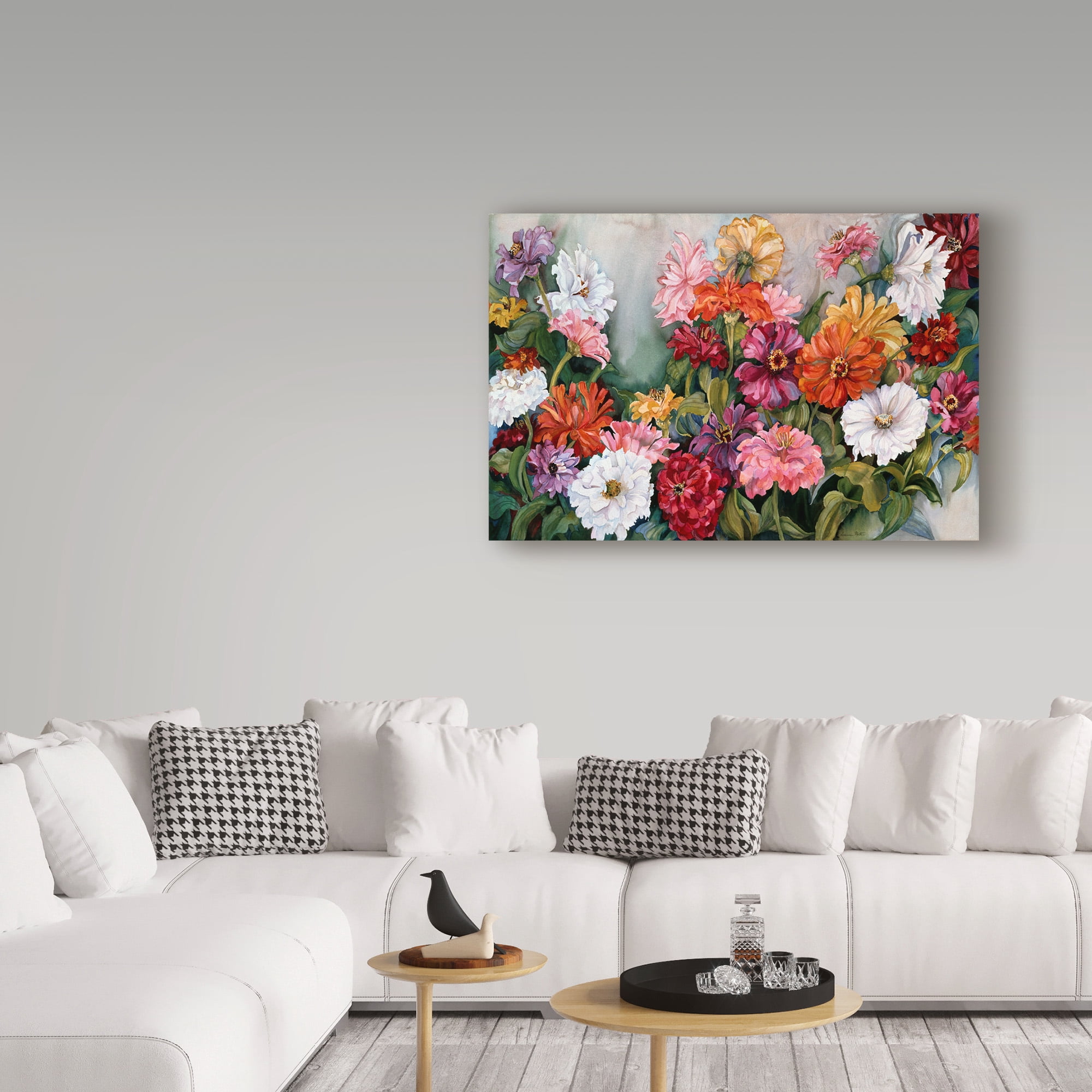 Trademark Fine Art 'Zinnias' Canvas Art by Joanne Porter