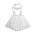 thumbnail image 2 of Baby Girl Two Piece Outfits Summer Mesh Sleeveless Romper Dress and Stretch Headband Cute Clothes, 2 of 10