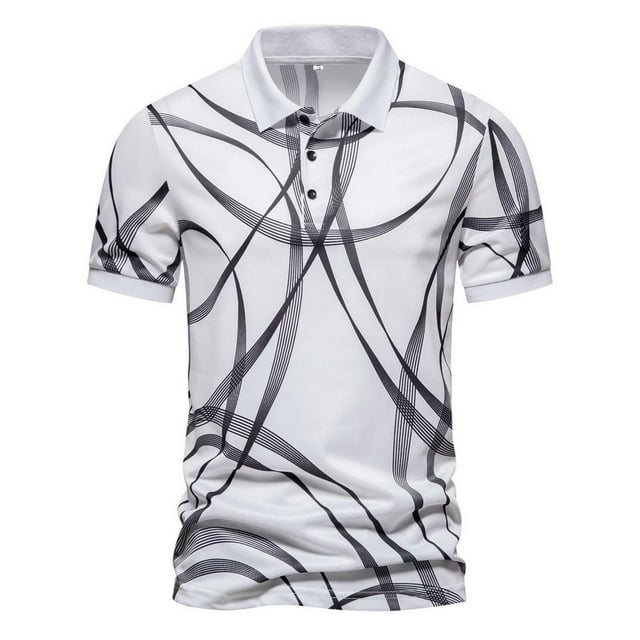 Cameland Mode Personnalité Homme Décontracté Ajusté Manches Courtes Imprimé T Manches Courtes Col Rabattu Blouse et Chemise