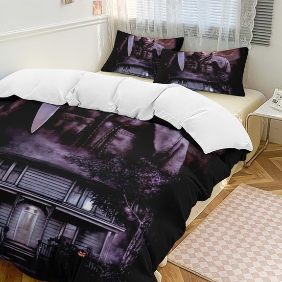 Horror 3-Piece Horror Movie Bedding Set Duvet Cover Set Lightweight Soft Quilt Cover Decor Bedding for Teens Adult Boys Girls