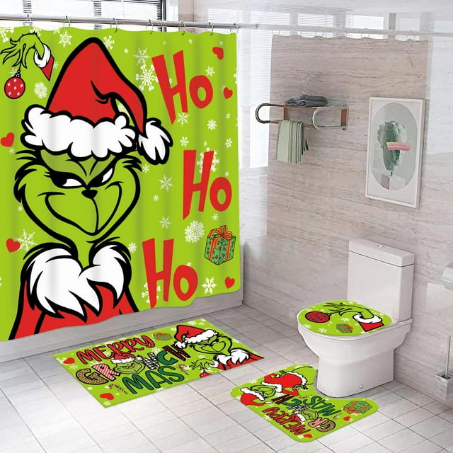 Set de cortinas de baño navideñas Desmilo, 4 unidades