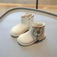 thumbnail image 4 of Children's Flower Printed Plush Lined Warm Boots for Fall Winter Short Boots Soft Sole Casual Leather Martin Boots with Decorative Lining, 4 of 8