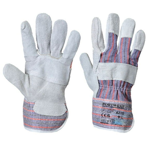 Portwest A210 Canadian Rigger Leather Work Gloves Grey, X-Large