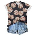 thumbnail image 2 of YHAJDS Women's Oversized T-shirts Baseball Print Short Sleeve Round Neck Loose Blouse, 2 of 5