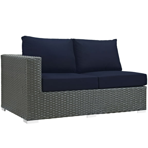 Modway Sojourn Outdoor Patio Sunbrella® Left Arm Loveseat in Canvas Navy