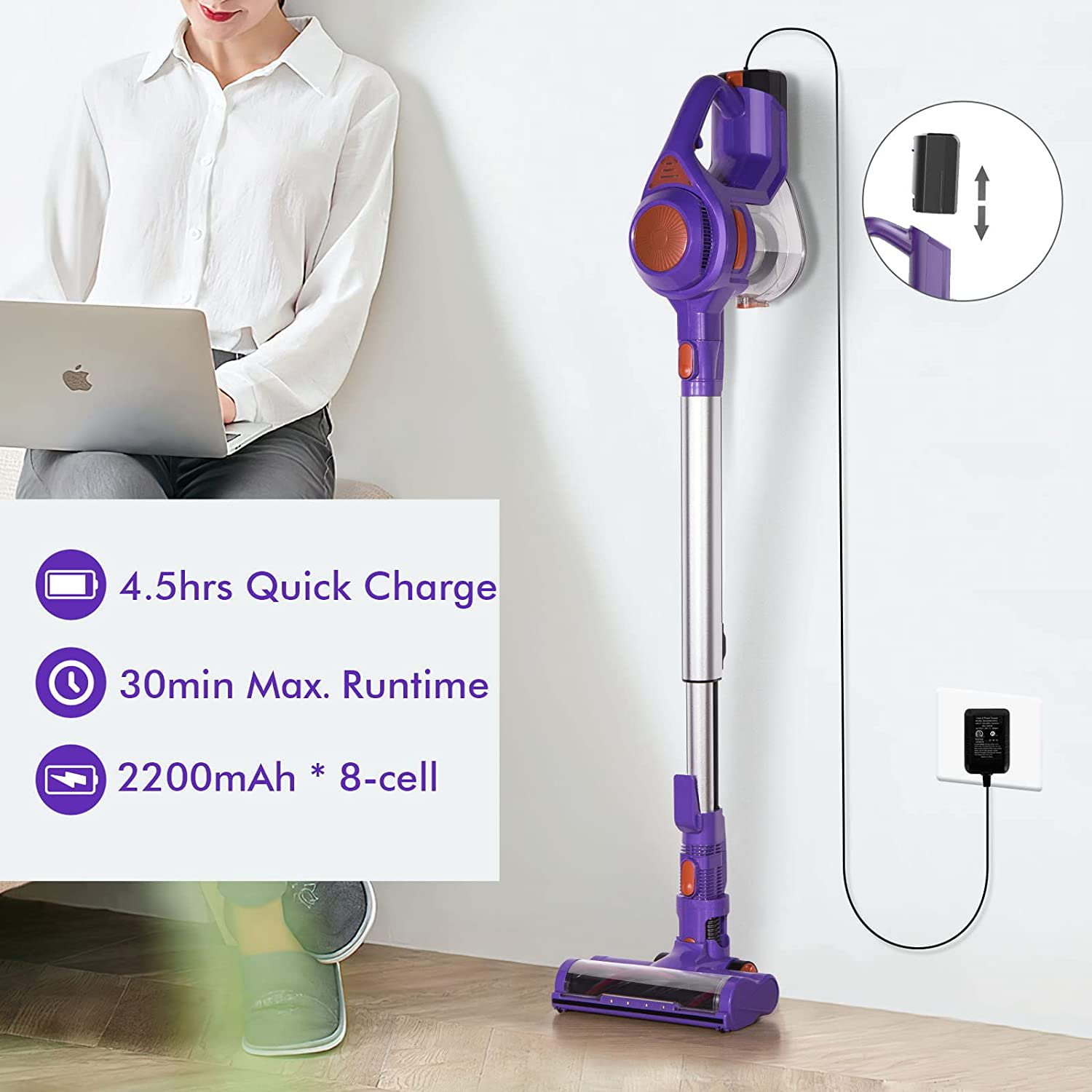 TOCWON 4in1 Cordless Vacuum, 24Kpa Suction Super Lightweight Stick