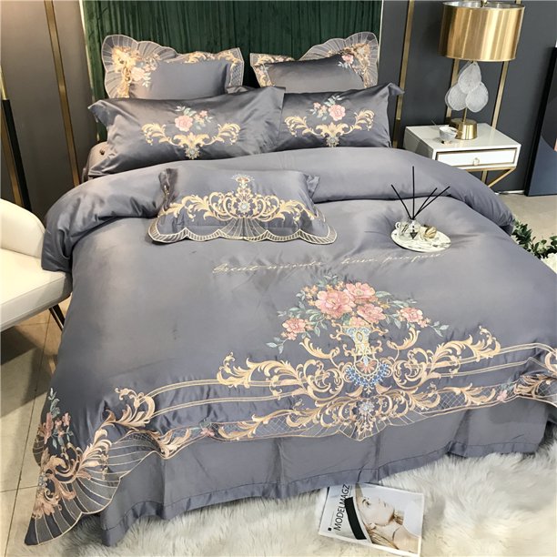 Homeex Embroidered Fourpiece Pure Cotton Simple Princess Style High