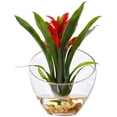 thumbnail image 2 of Nearly Natural 1535-R D 8 in. Tropical Bromeliad in Angled Vase Artificial Arrangement, Red, 2 of 2