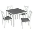 thumbnail image 2 of Noble House Modern Square Wooden Dining Table Set for 4 with X-Back Upholstered Chairs, Gray+White, 2 of 10