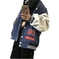 thumbnail image 4 of Inevnen Women Oversized Varsity Jacket Long Sleeve Zip Up Bomber Baseball Coat Biker Outwear Streetwear, 4 of 9