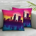 thumbnail image 3 of COMIO Skyscrapers Painting Square Pillow Cases - Night City Pillow Covers - Trendy Pillowcase, 3 of 5